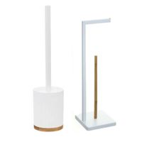 WC-/toiletborstel met toiletrolhouder set wit