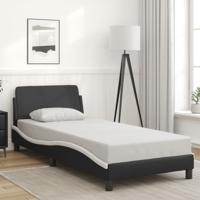 Bedframe met hoofdbord kunstleer zwart en wit 80x200 cm - thumbnail