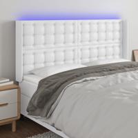 Hoofdbord LED 183x16x118/128 cm kunstleer wit