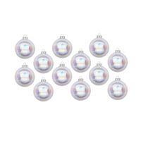 12x Transparant parelmoer glazen kerstballen 8 cm glans en mat - Kerstbal - thumbnail