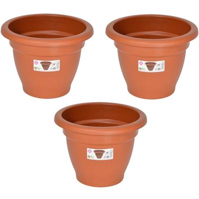 Plantenpot/bloempot - Set van 5x stuks - D20 cm - terra cotta kleur - rond - kunststof