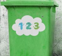 Container sticker Kleurrijke cijfers met wolken