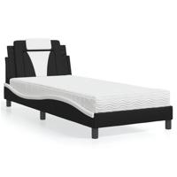 Bed met matras kunstleer zwart en wit 90x200 cm