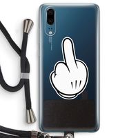 Middle finger black: Huawei P20 Transparant Hoesje met koord