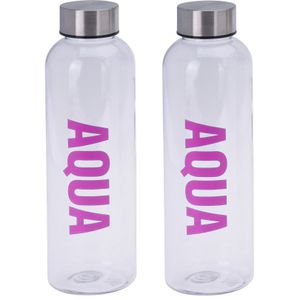 2x stuks bidon drinkfles/waterfles roze 500 ml met schroefdop