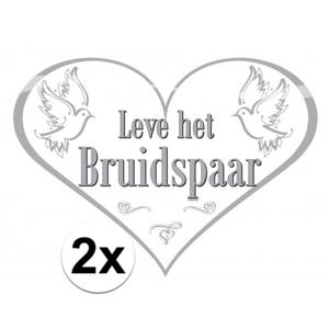 Folat Deurbord bruidspaar - 2x - 47 x 33 cm - karton - huwelijk feest versiering