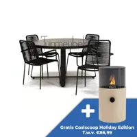 Tuinstoel Vita Luxor zwart met braga tafel 140 cm rond