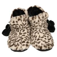 Pantoffels/sloffen luipaard print - kinderen - beige - maat 39-40 - dieren sloffen - hoog