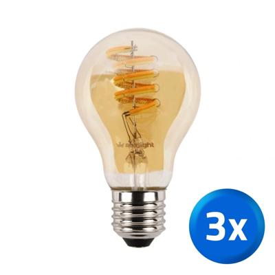 Tuya slimme led filament lamp goud - E27 fitting kogelvormig - Dual White - voordeelset van 3