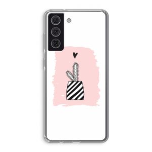 Zwart-wit cactus: Samsung Galaxy S21 FE Transparant Hoesje