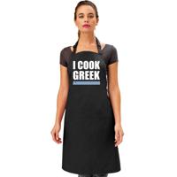 I cook Greek keukenschort - griekenland thema - koken - zwart - volwassenen - grieks eten