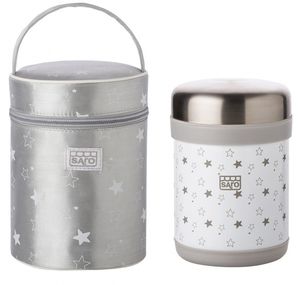 Saro thermoskan voor babyvoeding met tas 900 ml wit