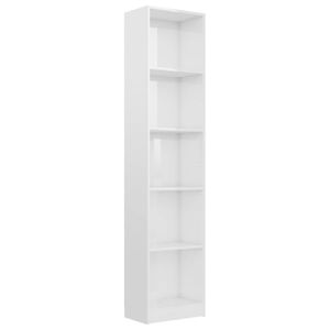 vidaXL Boekenkast 5 schappen 40x24x175 cm bewerkt hout hoogglans wit