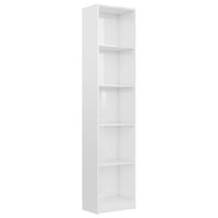 vidaXL Boekenkast 5 schappen 40x24x175 cm bewerkt hout hoogglans wit - thumbnail