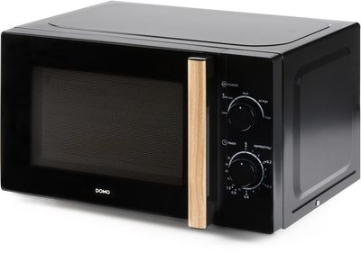 Domo microgolfoven, 25,5 cm, 20 l, zwart met houtlook afwerking