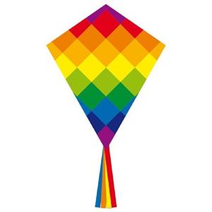 Regenboog vlieger gekleurd 58 x 70 cm - Kindervlieger - Vliegeren