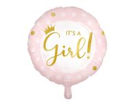 Folieballon Roze &apos;it&apos;s a girl!&apos; (45cm) - thumbnail