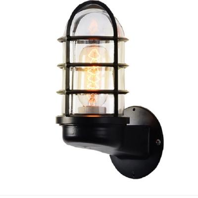 Retro industriële kooi muur lamp zolder interieur verlichting ijzeren koperen wand lamp zonder lamp (zwart)