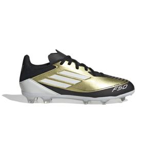 adidas F50 Messi League Gras Voetbalschoenen (FG) Kids Goud Zwart Wit