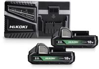 Hikoki uc18yfslwfz powerpack | 2 x accu 2.0 ah 18 v bsl1820m | oplader uc18yfsl uc18yfslwfz