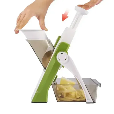 SliceMaster Instelbare Groentesnijder - Handmatige Dicer met Roestvrijstalen Mes - Efficiënt & Energiezuinig Keukenhulpmiddel