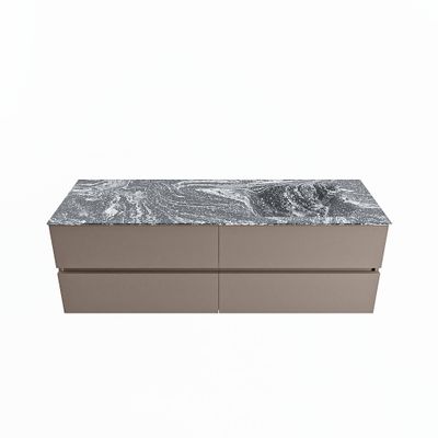 MONDIAZ VICA-DLUX 150cm badmeubel onderkast Smoke 4 lades. Inbouw wastafel CLOUD rechts 1 kraangat, kleur Lava.