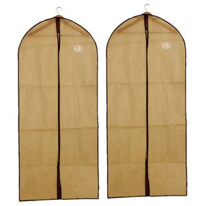 2x stuks beige kledinghoezen 60 x 137 cm met kijkvenster