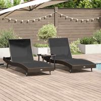 Ligstoel 3 pcs Bruin 197 x 70 x 82 cm poly rattan