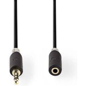 Stereo audiokabel | 3,5 mm male - 3,5 mm female | 5,0 m | Antraciet