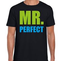 Mr. perfect fun tekst t-shirt zwart heren - thumbnail