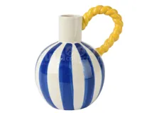 Vaas Stripe Keramiek Blauw Geel 22cm