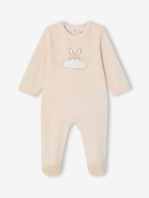 Babypakje in fluweel / velours ecru