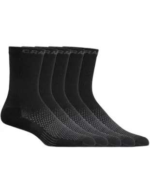 Craft Core Dry High Sock 5-pack (zwart) Zwart 46-48