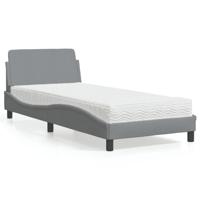 Bed met matras stof lichtgrijs 90x190 cm