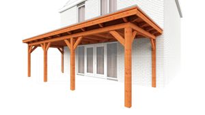 Trendhout Aanbouwveranda Lucca 795x325 cm - Plat dak- - Onbehandeld lariks Douglas hout- Trendhout