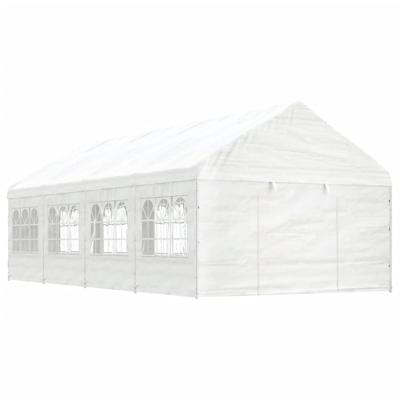 Prieel met dak 8,92x4,08x3,22 m polyetheen wit