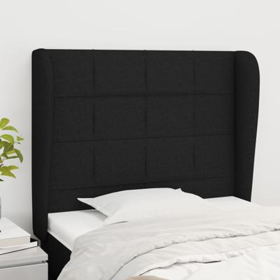 Hoofdbord met randen 83x23x118/128 cm stof zwart