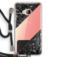 Zwart marmer: HTC U Play Transparant Hoesje met koord