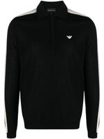 Emporio Armani logo-embroidered virgin-wool polo jumper - Noir