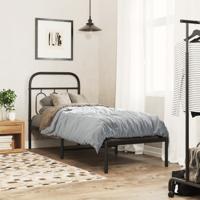 Bedframe met hoofdbord metaal zwart 75x190 cm - thumbnail