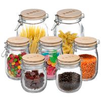 Set van 7x keuken voorraadbussen/potten glas 0.75/1.0/2.0 Liter inhoud - Voorraadpot