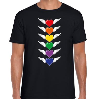 Gay Pride T-shirt voor heren - pride - zwart - hartjes - LHBTI