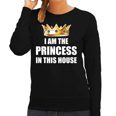 Koningsdag sweater Im the princess in this house zwart dames