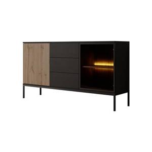 Meubella Dressoir Legend - Mat zwart - Eiken - 154 cm met lades