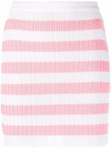 Balmain jupe rayée en maille - Blanc