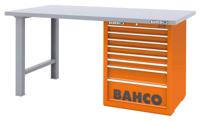 Bahco Werkbank | heavy-duty | met stalen werkblad | ladeblok | 8 lades | 2 poten | zwart | 1800 mm x 750 mm x 880 mm - 1495KH8BKWB18TS
