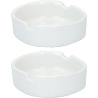 2x Witte ronde asbakken 8 cm keramiek