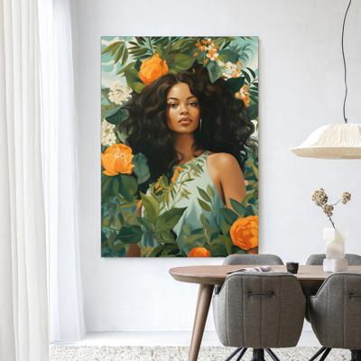 Urban Cotton Wandkleed 'Rosita' 80 x 110cm in Frame - black