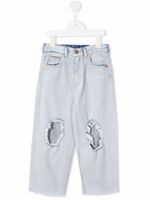 MM6 Maison Margiela Kids jean ample à effet usé - Bleu