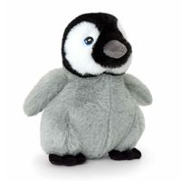 Keel Toys pluche pinguin kuiken knuffeldier - grijs/zwart - staand - 25 cm   -